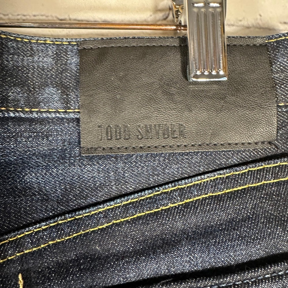 Todd Snyder Mens Selvedge Denim Jeans Dark Wash Indigo Button Fly Slim Straight - Picture 8 of 16